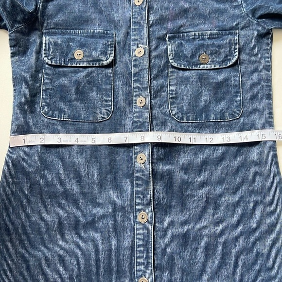 Free People Blue Corduroy Button-Down Shift Dress - Picture 7 of 10